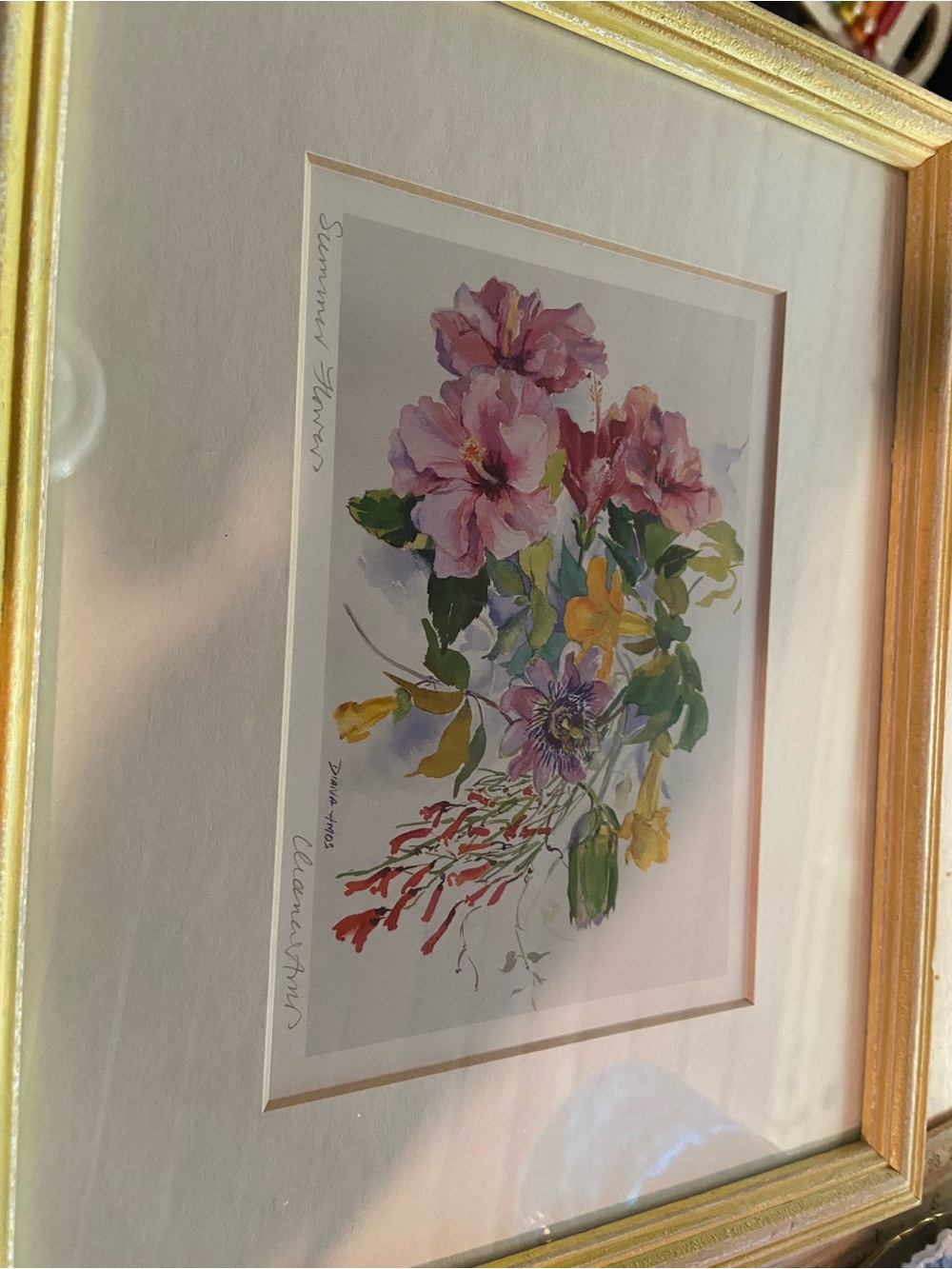 Diana Amos "Floral Scene" Pastel  Painting - Signed And Framed 11 x 9 “